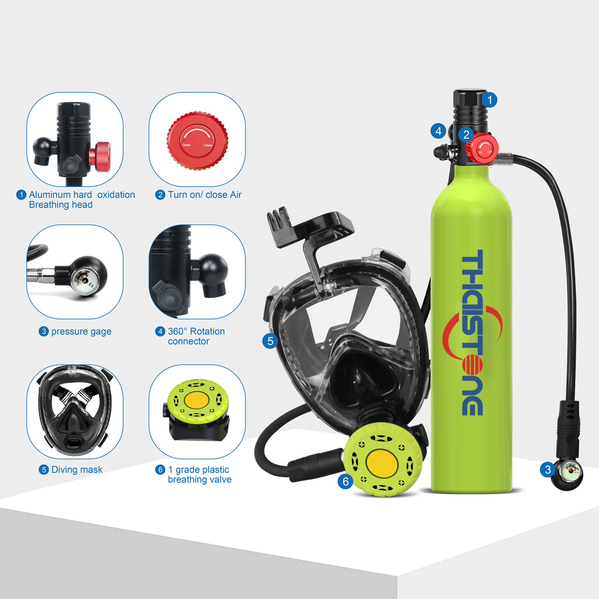 THAISTONE 1L Scuba Oxygen Tank - đánh giá và giá Diving Mask
